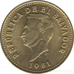 Монета. Сальвадор. 1 сентаво 1981 год.