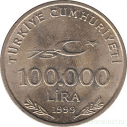 Монета. Турция. 100000 лир 1999 год. 
