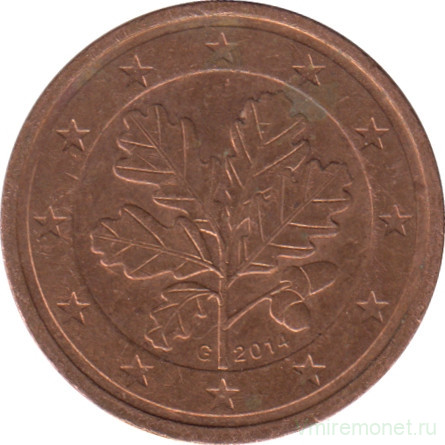 Монета. Германия. 2 цента 2014 год. (G).