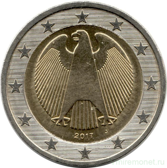 Монета. Германия. 2 евро 2017 год (J).