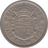 Монета. Великобритания. Полкроны (2.5 шиллинга) 1954 год. ав.