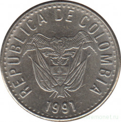 Монета. Колумбия. 10 песо 1991 год.