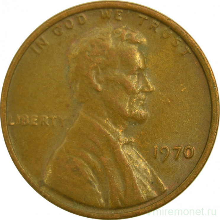 Монета. США. 1 цент 1970 год.