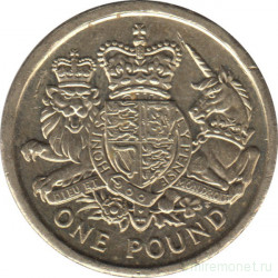Монета. Великобритания. 1 фунт 2015 год. Королевский герб Великобритании.