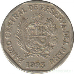 Монета. Перу. 50 сентимо 1993 год.