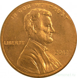 Монета. США. 1 цент 2012 год.