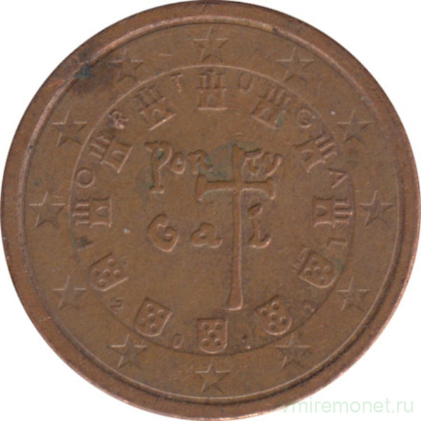 Монета. Португалия. 2 цента 2011 год.