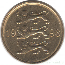 Монета. Эстония. 10 сентов 1998 год.