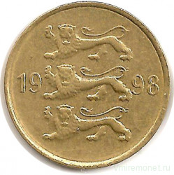 Монета. Эстония. 10 сентов 1998 год.