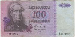 Банкнота. Финляндия. 100 марок 1976 год. Тип 109а (18).