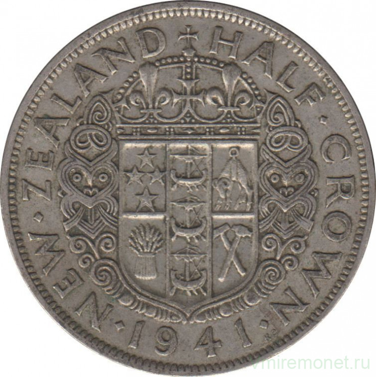 Монета. Новая Зеландия. 1/2 кроны 1941 год.