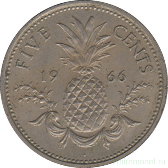Монета. Багамские острова. 5 центов 1966 год.