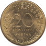 Монета. Франция. 20 сантимов 1974 год. ав.