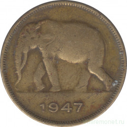 Монета. Бельгийское Конго. 5 франков 1947 год.