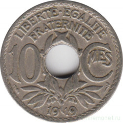Монета. Франция. 10 сантимов 1919 год.