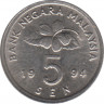 Монета. Малайзия. 5 сен 1994 год. ав.
