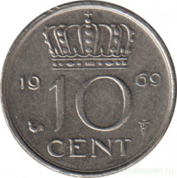 Монета. Нидерланды. 10 центов 1969 год. Петух.