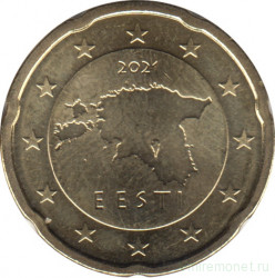 Монета. Эстония. 20 центов 2021 год.
