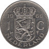 Монета. Нидерланды. 1 гульден 1969 год. Петух. ав.