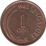 Монета. Сингапур. 1 цент 1982 год. ав.