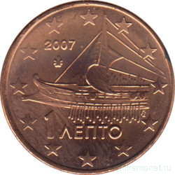 Монета. Греция. 1 цент 2007 год.