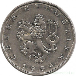 Монета. Чехия. 2 кроны 1994 год. Монетный двор - Яблонец.