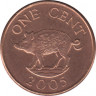 Монета. Бермудские острова. 1 цент 2005 год. ав.