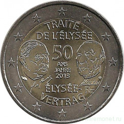 Монета. Франция. 2 евро 2013 год. 50 лет Елисейскому договору.
