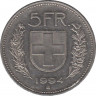  Монета. Швейцария. 5 франков 1994 год. ав.
