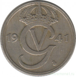 Монета. Швеция. 25 эре 1941 год (никелевая бронза).