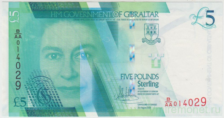 Банкнота. Гибралтар. 5 фунтов 2020 год. Тип W42.