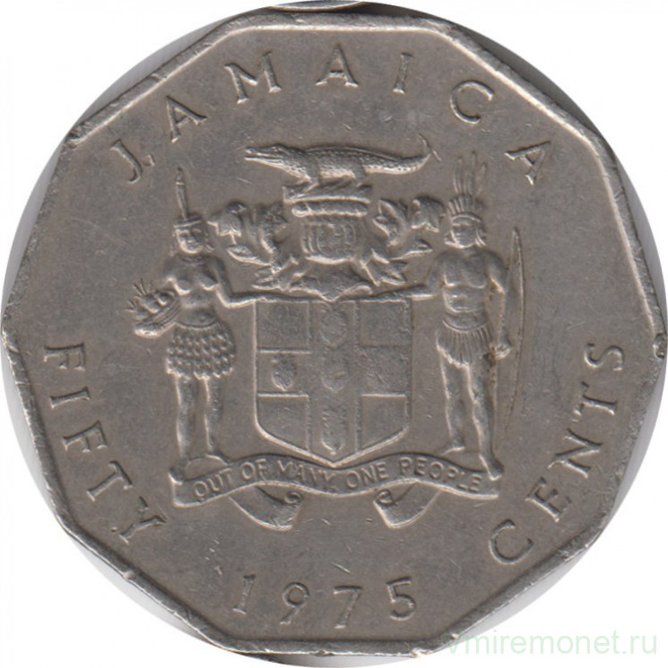 Монета. Ямайка. 50 центов 1975 год.