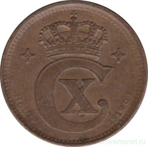 Монета. Дания. 1 эре 1919 год. Бронза.