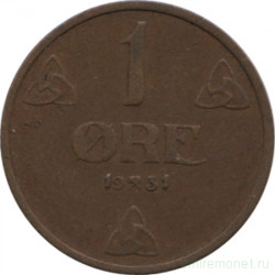 Монета. Норвегия. 1 эре 1931 год.
