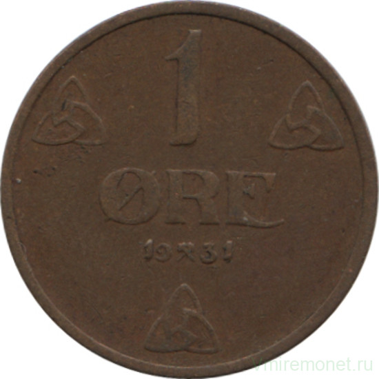 Монета. Норвегия. 1 эре 1931 год.