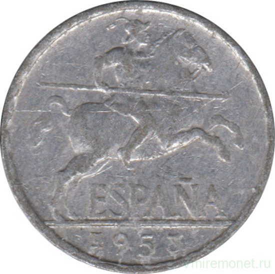 Монета. Испания. 5 сентимо 1953 год.