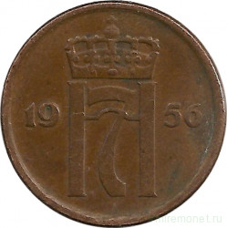 Монета. Норвегия. 2 эре 1956 год.