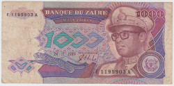Банкнота. Заир (Конго). 1000 заиров 1989 год.