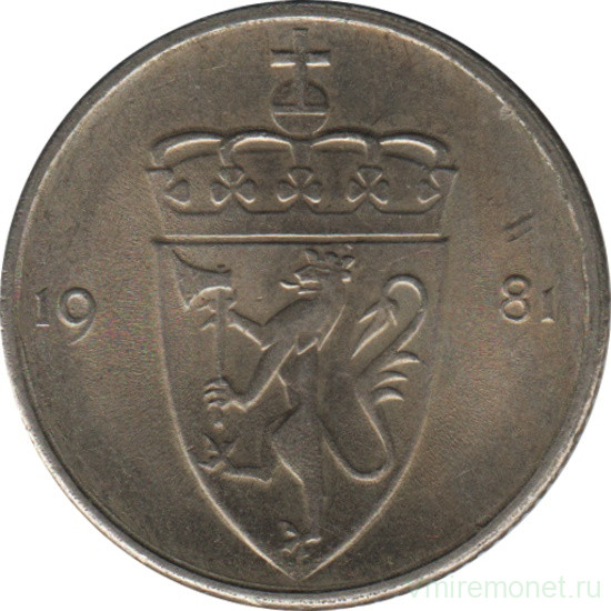 Монета. Норвегия. 50 эре 1981 год.