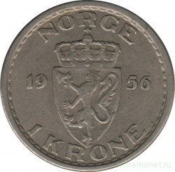 Монета. Норвегия. 1 крона 1956 год.