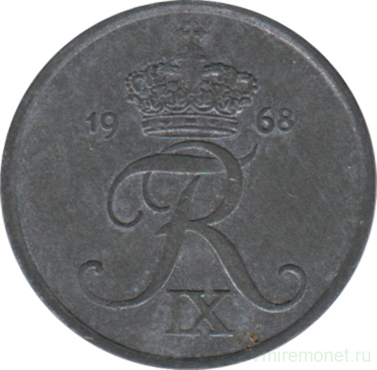 Монета. Дания. 1 эре 1968 год.