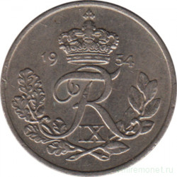 Монета. Дания. 10 эре 1954 год.