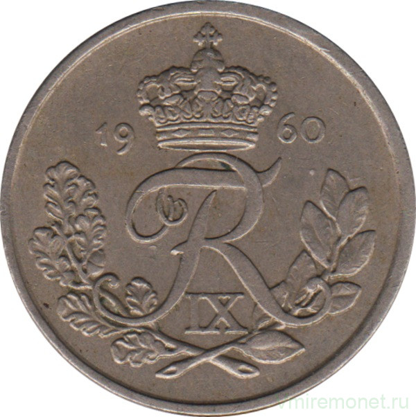 Монета. Дания. 25 эре 1960 год.