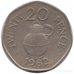 Монета. Гернси. 20 пенсов 1982 год.