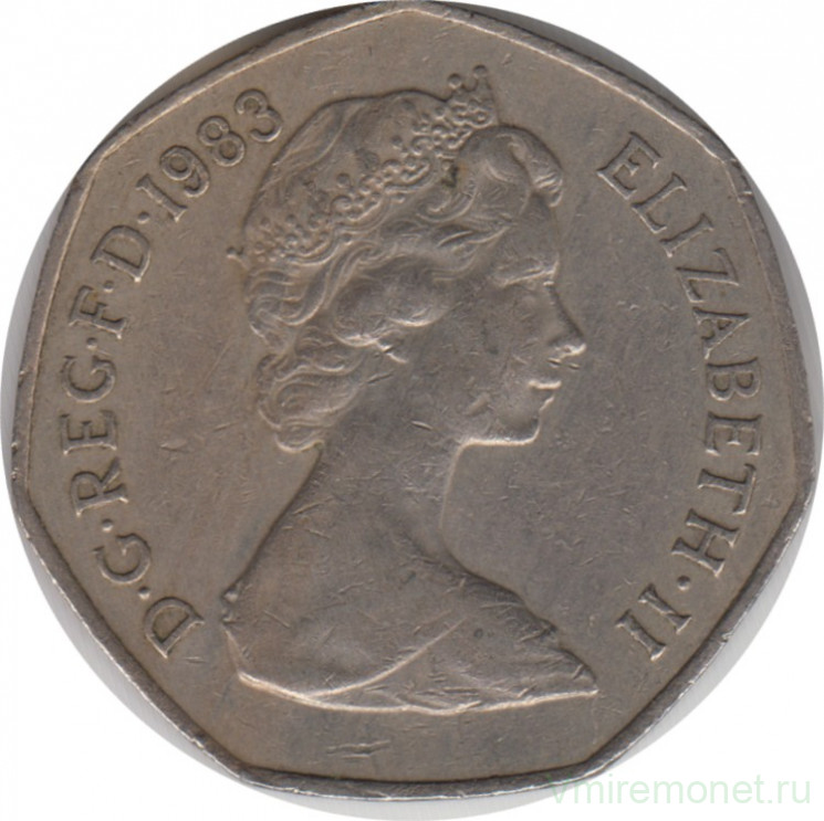 Монета. Великобритания. 50 пенсов 1983 год.