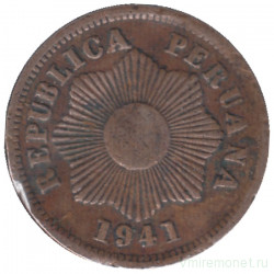 Монета. Перу. 1 сентаво 1941 год.