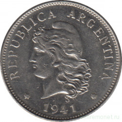 Монета. Аргентина. 50 сентаво 1941 год.
