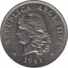 Монета. Аргентина. 50 сентаво 1941 год. ав.