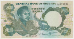 Банкнота. Нигерия. 20 найр 2001 год. Тип 26g.