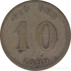 Монета. Швеция. 10 эре 1899 год.